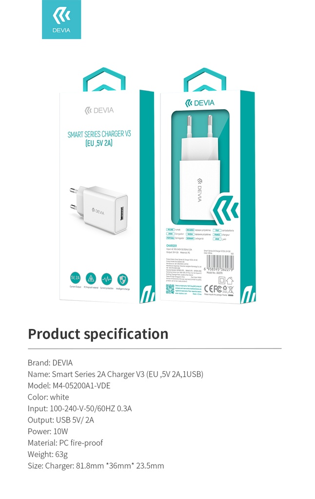 Chargeur Devia 2 Ports USB
