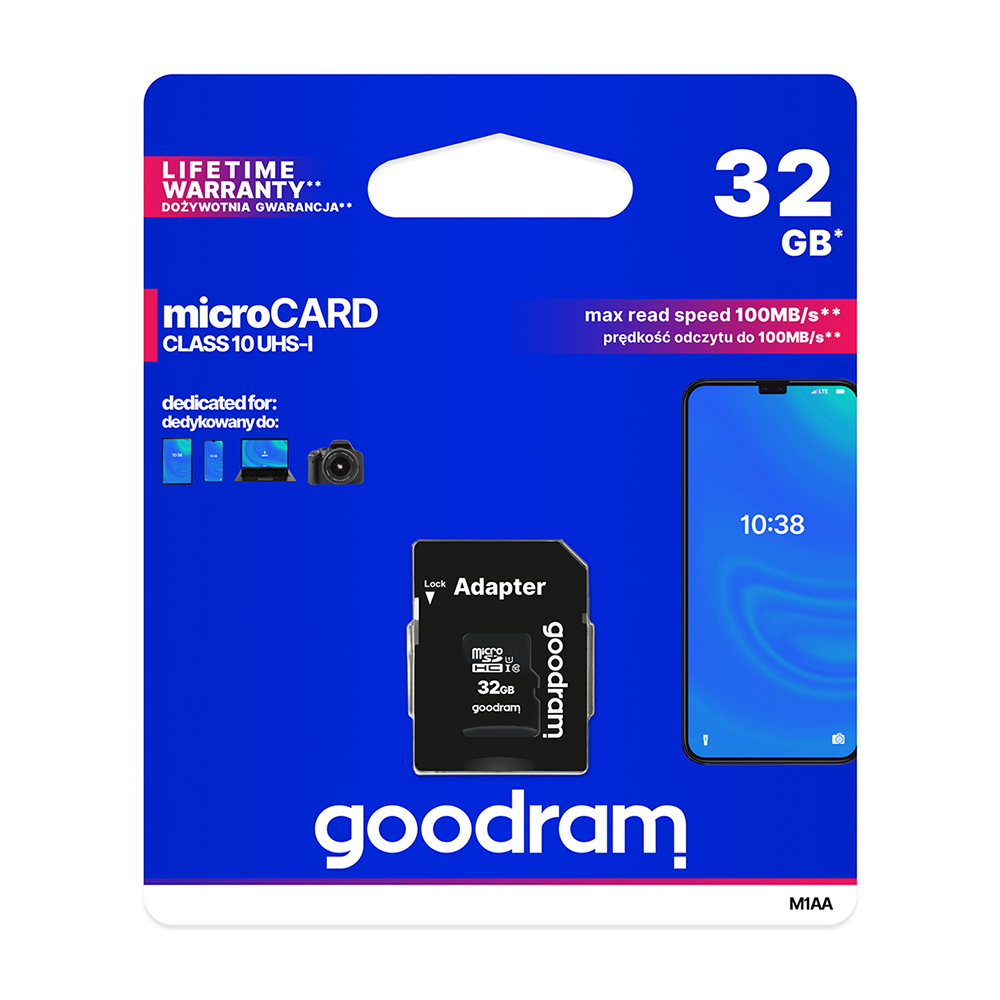 Carte Mémoire Micro SD 32GO Class 10 Avec Adaptateur Goodram
