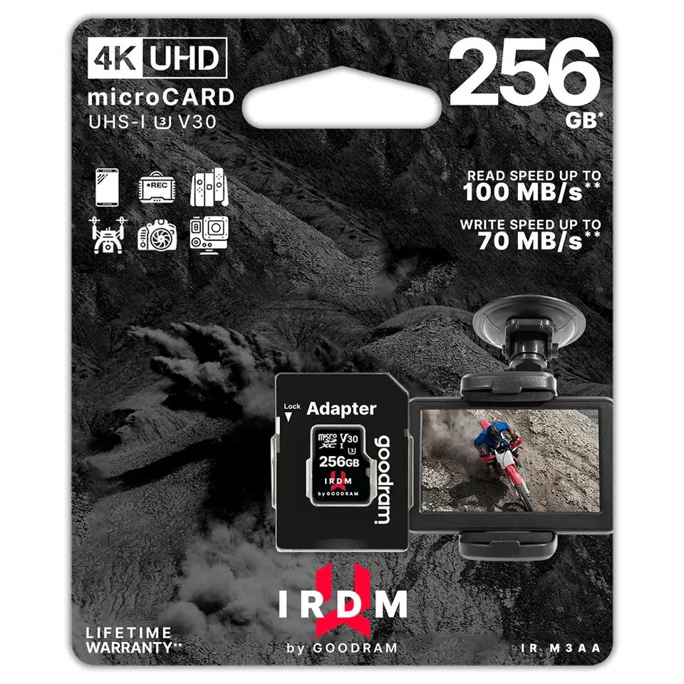 Carte Mémoire Micro SD 256GO Class 10 4K Avec Adaptateur Goodram