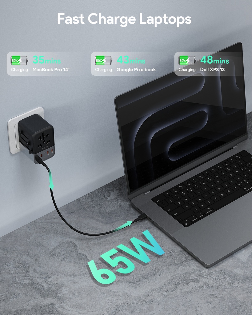 Adaptateur De Voyage Aukey 65 Watts