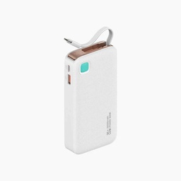 [6958444910109] Power Bank Usams Charge Rapide 20W (avec Digital Display &amp; Câble Type-C Rétractable) 10000mAh Blanc