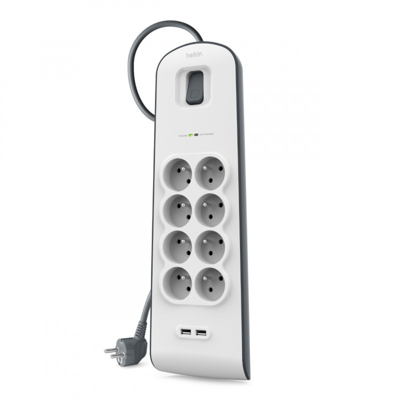 Prise Parafoudre 8 Prises + 2 Ports USB