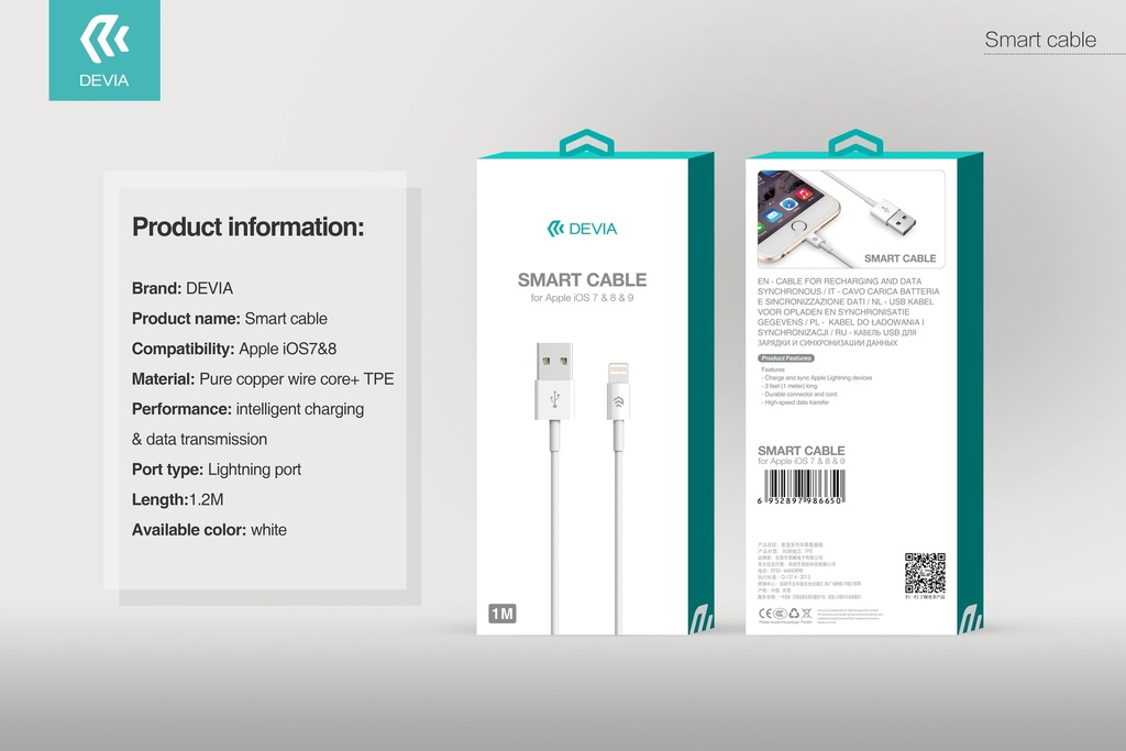 Cable USB Lightning Devia