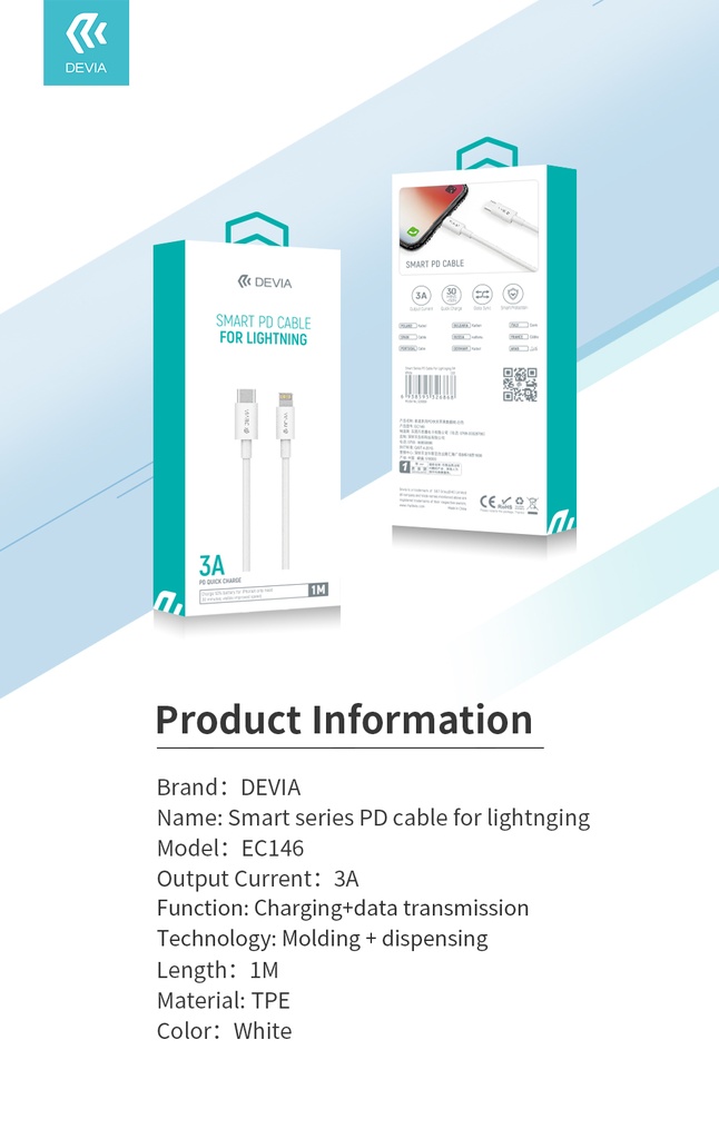 Cable USB C Lightning Fast Charge Devia