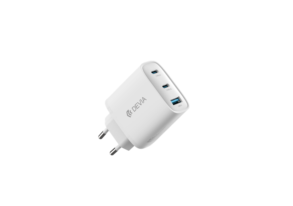Chargeur Devia 65 Watts 2 Ports USB C et 1 Port USBA