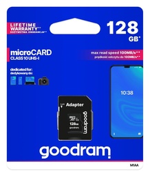 [5908267930168] Carte Mémoire Micro SD 128GO Class 10 Avec Adaptateur Goodram